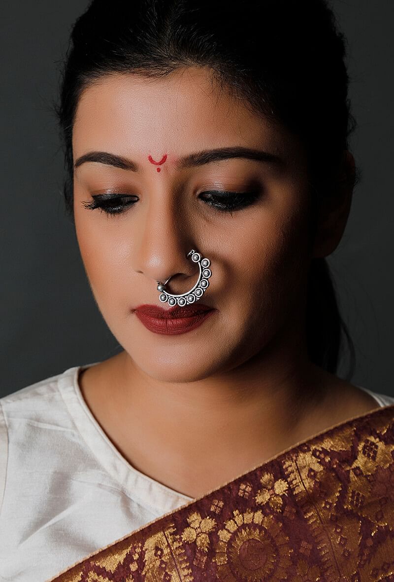Marathi Nose Stud Indian Nath Non Piercing Pearls Nose Ring Nose Jewelry  Hoop | eBay
